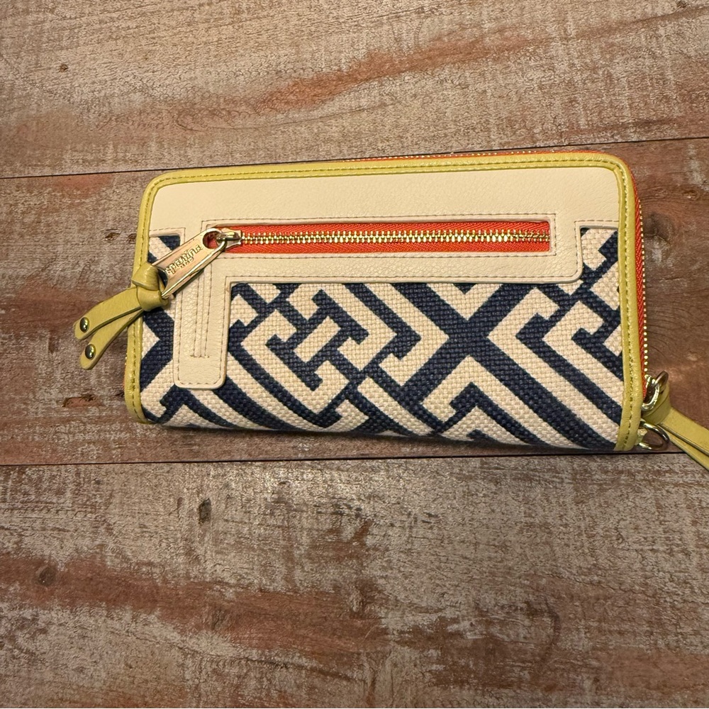 Spartina 449 Haig Point Yacht Club Wallet Coastal Nautical Navy Green Orange - Picture 2 of 13